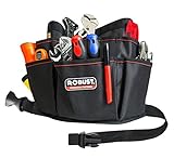 ROBUST Tool Belt Heavy Duty Workshop Tool Waist Apron - Waxed Canvas Tear Resistant Adjustable Tool Pouch 12 Pockets Technician’s Handyman Tool Holder, Deluxe Organizer