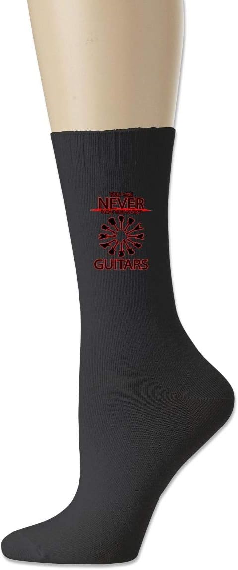 FOOOKLCan Never Have Too Many Guitars Comfort Walking Crew Socks White