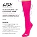 LISH Plain Jane Wide Calf Compression Socks - Graduated 15-25 mmHg Knee High Plus Size Support Stockings (Hot Pink, M/L)