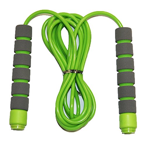Adjustable Soft Skipping Rope with Skin-friendly Foam Handles for Kids, Children, Students and Adults - Orange & Green
