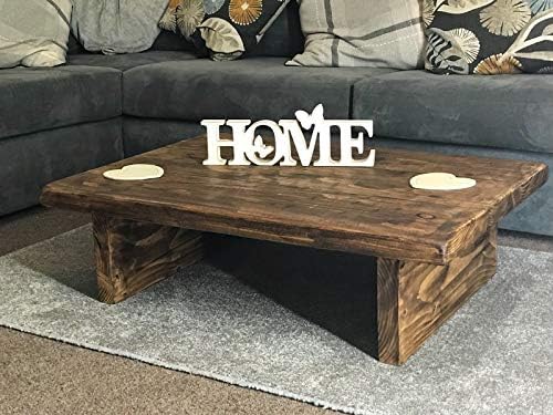 Coffee Table Rustic Wood Home Low Chunky Handmade Wooden (Tudor Oak, 100cm)