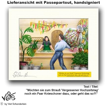 Veit S B0121 Caricature Cartoon Fleuriste Anniversaire De Mariage Oublier Avec Passe Partout Format Gross 40 X 50 Cm Bildauschnitt 28 X 38 Cm Amazon Fr Cuisine Maison