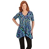 Women's Multicolor Waterfall Tunic Top, Plus-Size - Made in the USA