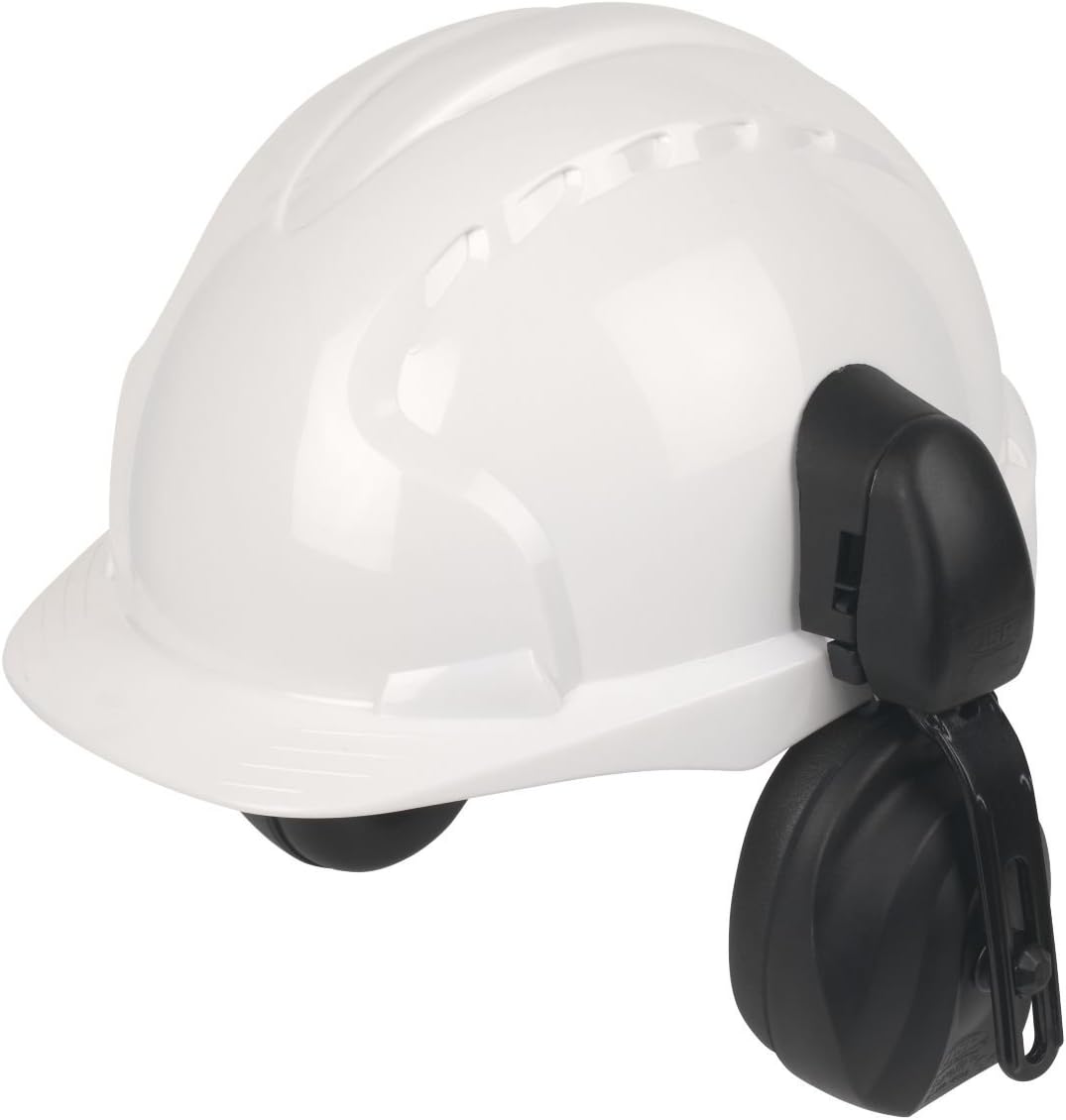 JSP EVO3 Comfort Plus Adjustable Safety Helmet with Ear Defenders White