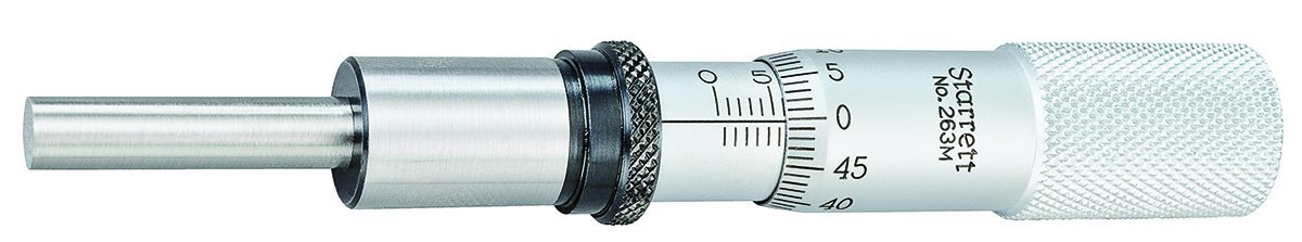 Starrett 263ML Micrometer Head, 0-25 mm Range, 0.01 mm Graduation, +/-0.002 mm Accuracy, Plain Thimble, Lock Nut