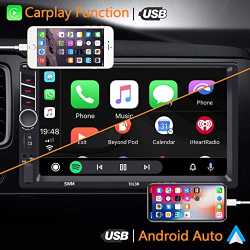 Car Stereo Stereo Double Din Radio with Carplay, 7 Inch Touchscreen Car