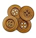 ALL in ONE 10pcs Light Brown Large 4 Hole Sewing Wood Buttons with Wide Edge 50mm(2”)