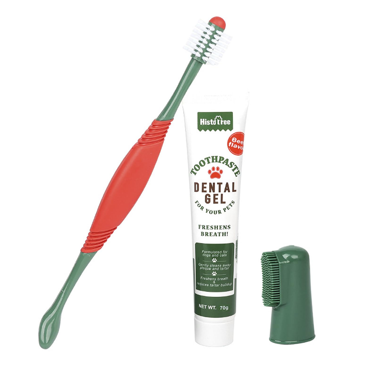 Dog Toothbrush Toothpaste Set Cat Fresh Breath Cleaning Teeth Pet Oral Health Care 1Toothbrush 1 Beef Flavor Toothpaste 1 Finger Brushes