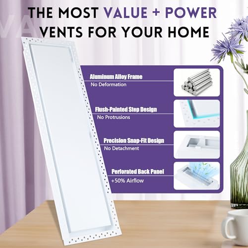 8x30 Air Vent Covers, Flush Wall Vent Covers Ceiling Vent Cover for Home | Heavy Duty Steel,Flush Mount,Paintable,Durable,Rustproof,Modern,Quiet,Easy Cleaning,Fixed,Screw Mount,for Home Renovator