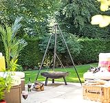 La Hacienda Tripod with BBQ Grill Adjustable Height Portable Black view 11