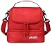 MIER Double Decker Insulated Lunch Box Pink Soft Cooler Bag Thermal Lunch Tote with Shoulder Strap (Red)…