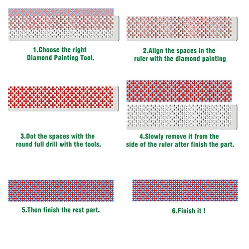 Whaline 3Pcs Stainless Diamond Painting Ruler Steel 5D Drawing Ruler ...