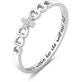 VQGRIXZCE S925 Sterling Silver Cross Faith Christian Rings for Women Jewelry