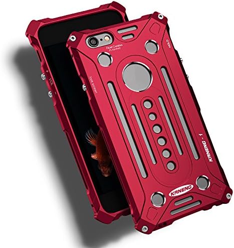 Kaneng Luxury Outdoor Dropproof Shockproof Aluminum Metal Back Cover Case for Iphone 6s Plus 5.5 Inch Sport Climbing Bumper Shell for Apple 6 Plus(Red)