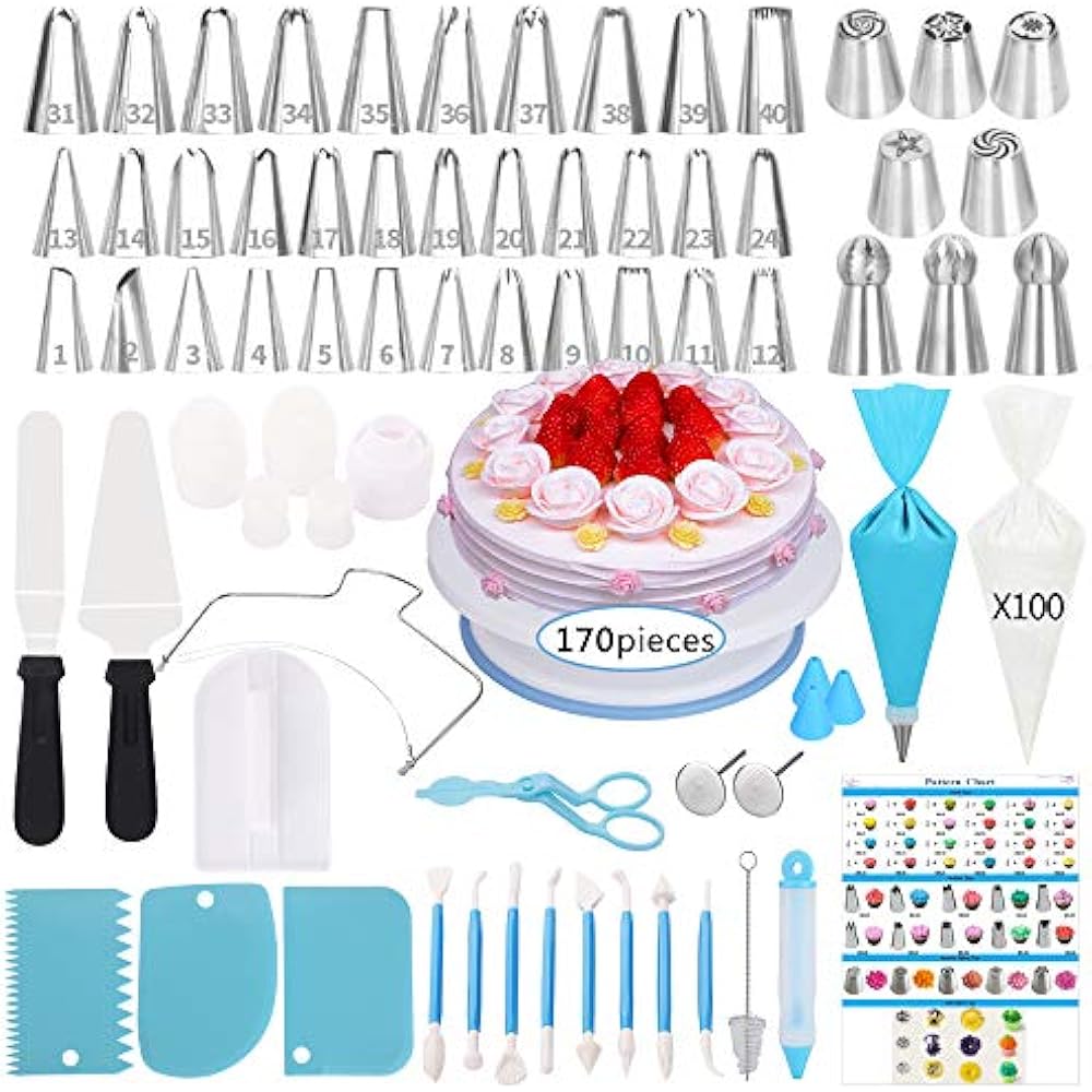 Cake Icing Dispensers & Tips Decorating Supplies Kit, 170 PCS Baking