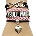 Infinity Love Pitbull Mom Bracelet-Black with Pink Leather Wrap Heart Charm