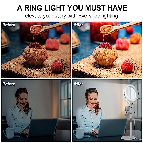 Desk Ring Light with Stand & Phone Holder, 7'' LED Ring Light for Laptop Monitor/PC/Webcam/iPhone, Lighting for Video Conference Recording/Selfie/Zoom/Meeting/Streaming/Makeup/YouTube/Tiktok