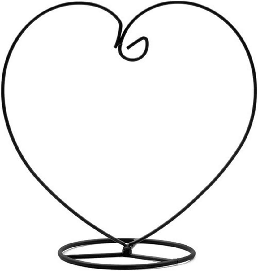 Cupcinu Bauble Stand Heart Shape Metal Holder Stand Hanging Glass Vase Stand Home Garden Decor Black (23cm)