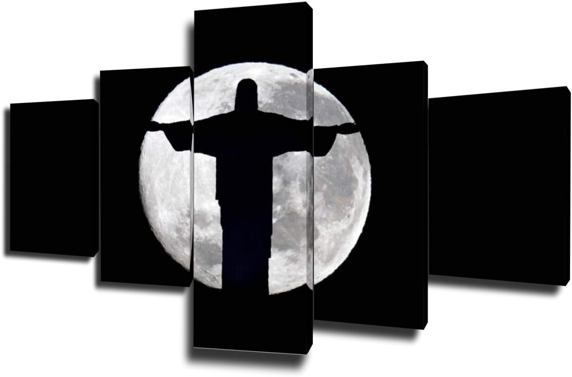 Amazon Com Jesus Framed Picture Black And White Pictures For Living Room Christ Painting 5 Piece Canvas Wall Art Modern Artwork Home Decorations Giclee Gallery Wrapped Stretched Ready To Hang 50 Wx24 H Posters Prints