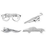 RunootPR 4Pcs Silver Tie Clips for Men Unique