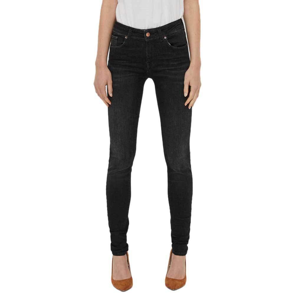 Vero Moda Women's VMLUX MR Slim Jeans RI101 NOOS, Black, M
