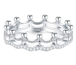 BORUO 925 Sterling Silver Ring, Cubic Zirconia