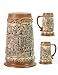 Beer Stein by HauCoze German Beer Stein Mug Drinking Tankard Handmade Gifts Souvenirs Engraved Ancient City Landscape Relief Food Safe Approved Giftbox 1 Litre