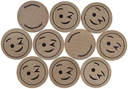 EmojiTokens 1-1/2" Wood Emoji Emoticon, 50 pcs (Wink)