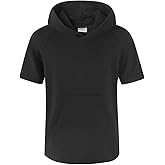 Spring&Gege Boys Light Weight Short Sleeve Hoodie Casual Solid Pullover Hooded T-shirt with Pocket