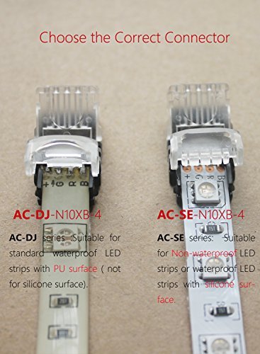 Alightings LED Connector for 4Pin 5050 RGB Waterproof LED Strip Lights- Strip to Wire Quick Connection, 20 - 18 AWG Wire No Stripping