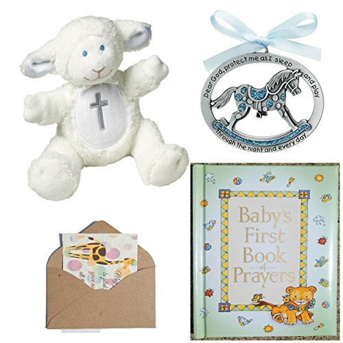 Catholic Baby Baptism Christening Or Baby Shower Gift Set-4 Items Blue (Blue)