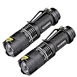 2 Pack Flashlights, ROCKBIRDS LED Flashlight with Belt Clip, Fluorescent Ring, Zoomable, High Lumen, 3 Modes, Water Resistant- Best Tools for Camping, Outdoor, Emergency