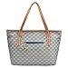 Micom Casual Signature Printing Pu Leather Tote Shoulder Handbag with Metal Decoration for Women (Blue)