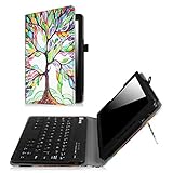 Fintie Verizon Ellipsis 8 HD Keyboard Case (2016 release) - Slim Fit PU Leather Stand Cover with [All-ABS Hard Material] [Long Life Battery] Removable Wireless Bluetooth Keyboard, Love Tree