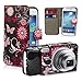 32nd Design book wallet PU leather case cover for Samsung Galaxy S4 Zoom C1010 + screen protector and cleaning cloth - Gerbera
