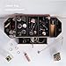 Beautify Large Mirrored Rose Gold Glass Cosmetic Makeup Storage Organizer and Jewelry Box with 2 Drawers and 7 Sections with Silver Handles