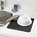 mDesign Silicone Dish Drying Mat and Protector for Kitchen Countertops, Sinks - Ribbed Design - Non-Slip, Waterproof, Heat Resistant, Dishwasher Safe - Medium - Black