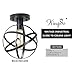KingSo Metal Ceiling Light, 1-Light Black Globe Flush Mount Spherical Light Fixture With Cage For Headboard Porch Bedroom Kitchen Bathroom (Bulb Included)
