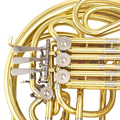 LVSSY-Intermediate Key of F/Bb Double French Horn French Horn Brass Gold Lacquer with Shockproof Backpack Professional Beginner Playing Instrument