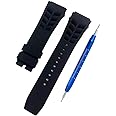 Kevisae Rubber Silicone Watch Band Compatible with 25mm Richard Mille Black Orange Red Watch Strap- 25 * 20mm Richard Mille Rubber Watch Band Strap