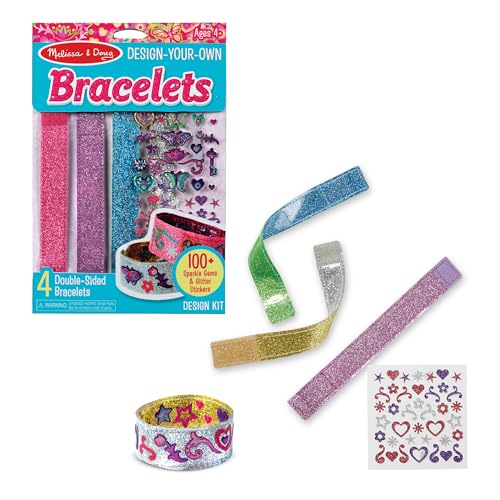 Melissa & Doug Design-Your-Own Bracelets with 100+ Sparkle Gem & Glitter Stickers, Kids Snap Bracelets, Stickers & Jewelry Crafts, Preschool Toys for Girls & Boys Ages 4+