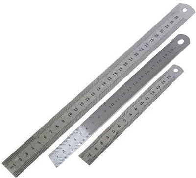 Shine Set of 3 Metal Rulers 12 8 6 Inch Stainless Steel Metric Imperial Dual