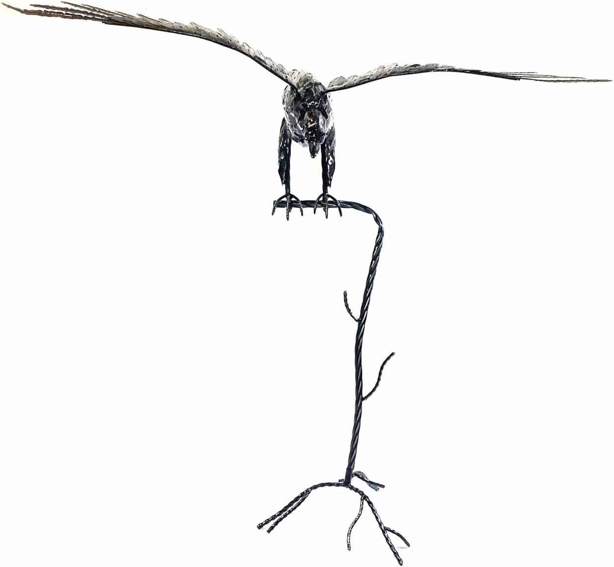 BWA Metal Decorative Sculpture For Home Or Garden - Soaring Bird Of Prey, Grey,black - Image 4