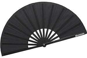 HONSHEN Bamboo Large Folding Hand Fans Rave Fan for Events Dance Performance Festivals Gift (Black)