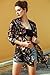 Bluetime Women's 3/4 Sleeve Floral High Low Chiffon Kimono Cardigan Blouse (M, Black)