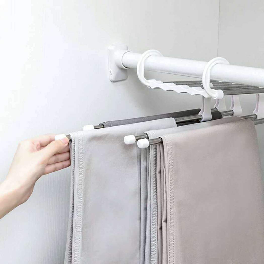 Clothes Pants Hangers - Multi Layers Metal Pant Slack Hangers, Swing Arm Pants Hangers Closet Storage Organizer for Pants Jeans Scarf Hanging