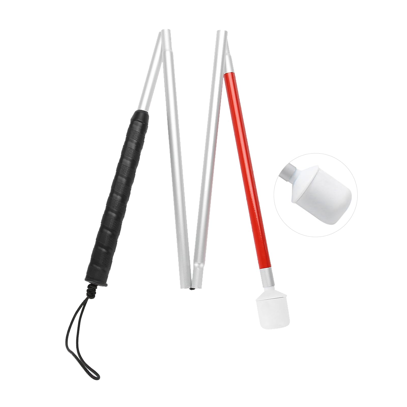 Folding Blind Cane, 110cm/43.3in Adjustable Walking Stick, Walking Aids for the Elderly, Aluminium Alloy, In 4 Sections