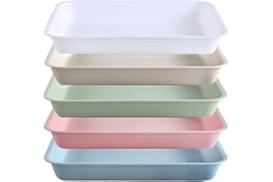 JMUSTTBO Set of 5 Assorted Color Activity Trays, Multipurpose Plastic Art Trays for Painting, Beads, Slime, and More (14.3" x 10.4" x 2")