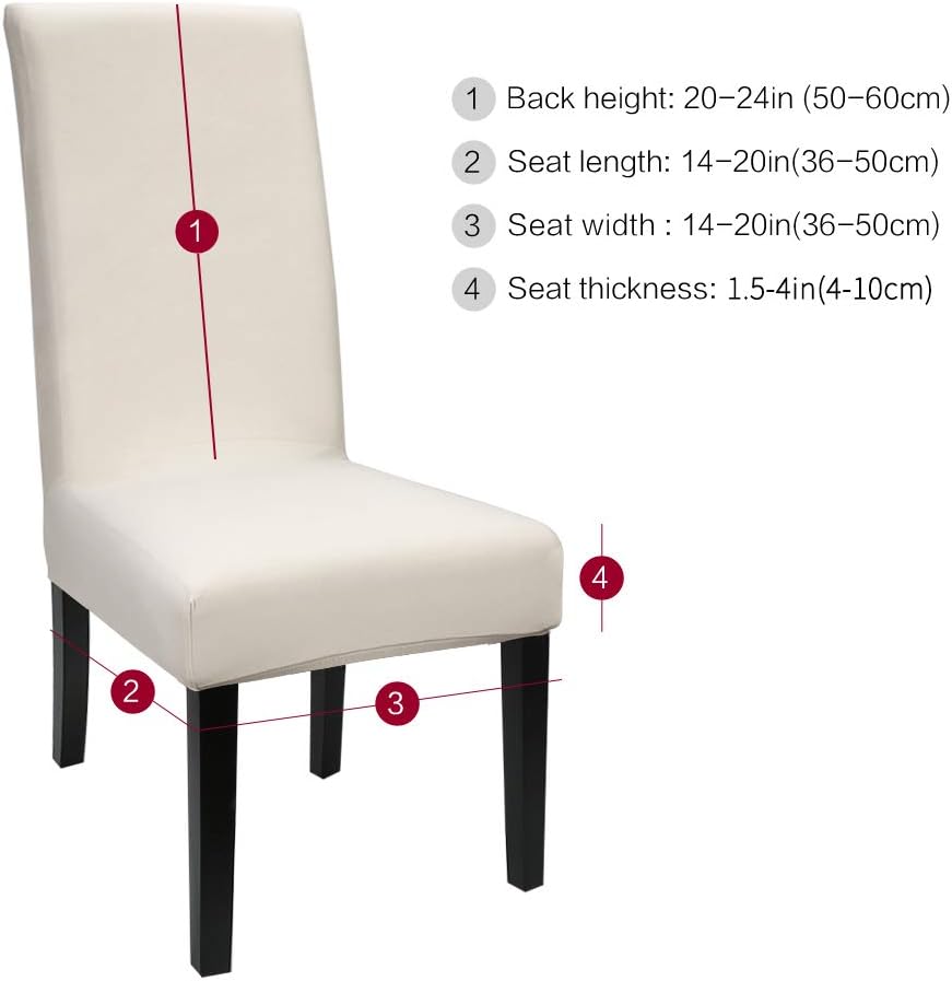 Fuloon 6 Pack Super Fit Stretch Removable Washable Short Dining Chair Protector Cover Seat Slipcover for Hotel,Dining Room,Ceremony,Banquet Wedding Party (Cream-Coloured): Kitchen & Dining