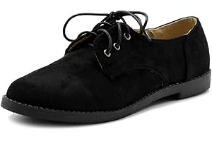 Ollio Women Classic Flat Shoe Lace Up Faux Suede Oxford